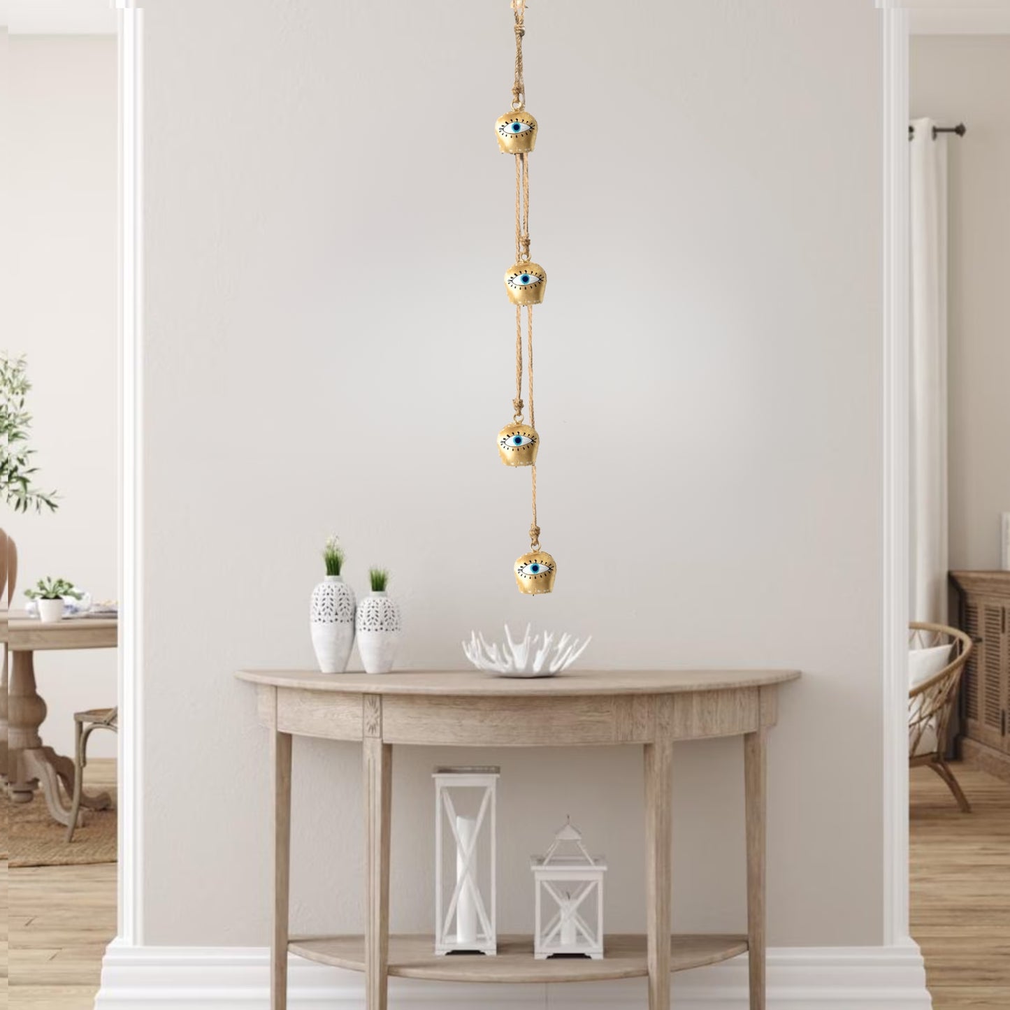 Boho Golden Evil Eye Wall Hanging Bell