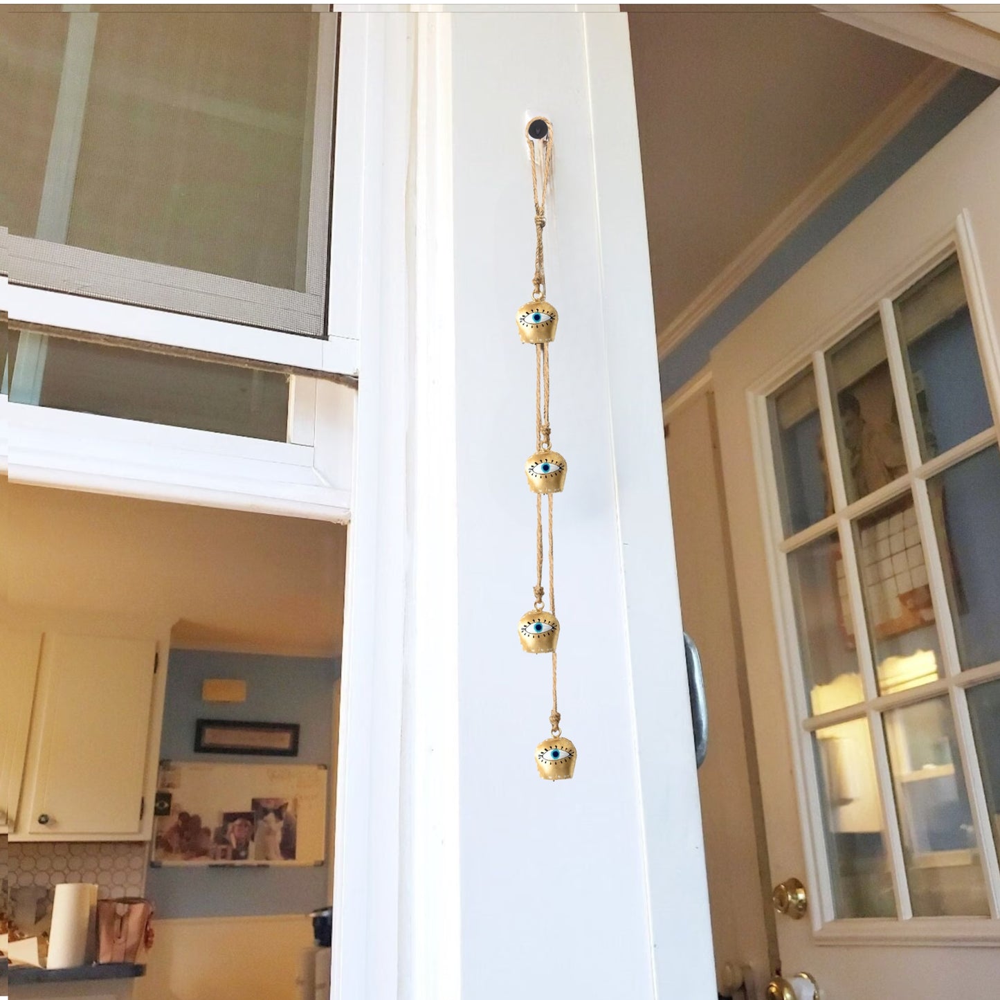 Boho Golden Evil Eye Wall Hanging Bell