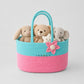 Cotton Candy Bloom Basket  Aqua and Pink with Bow