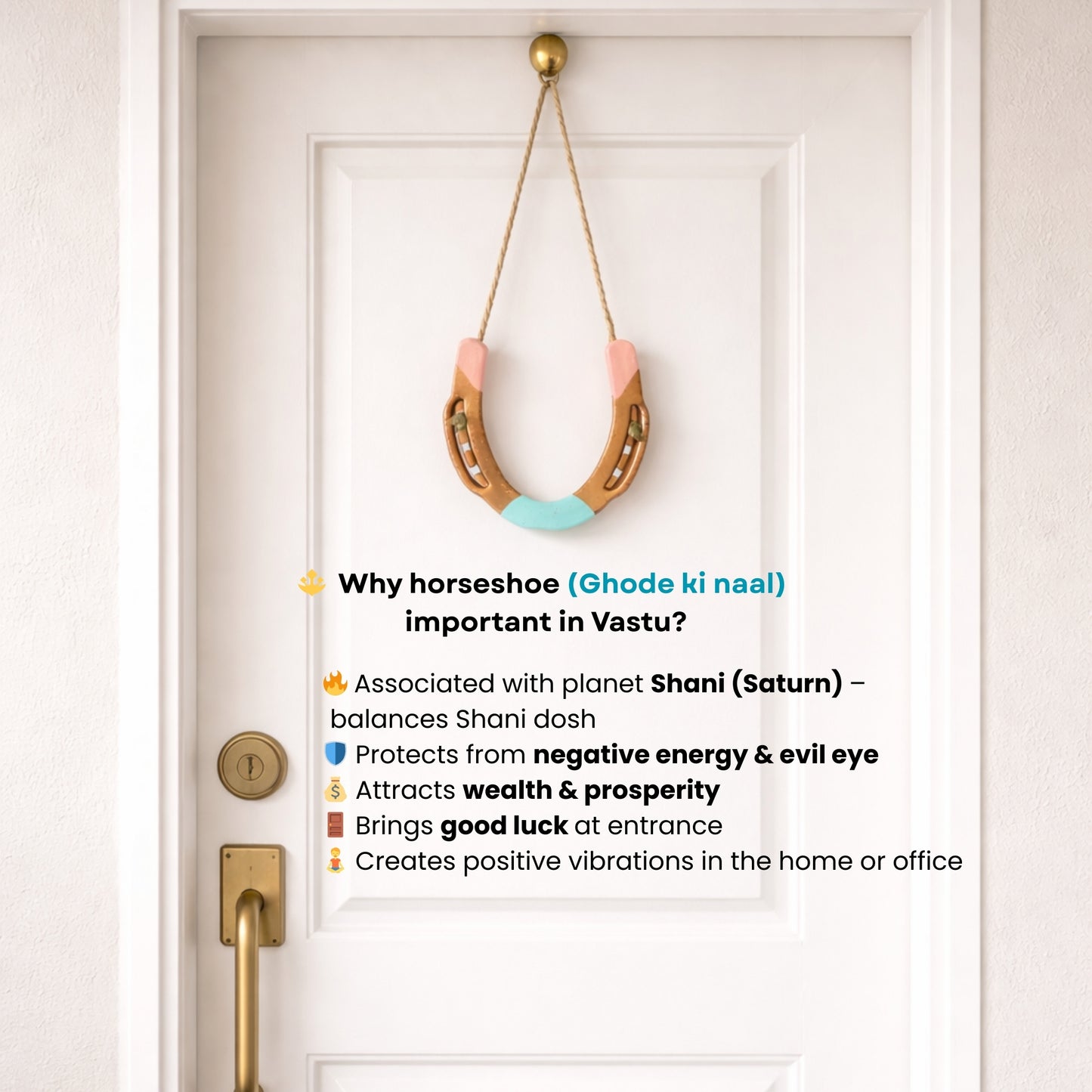 Metal Horseshoe ( Ghode Ki Naal ) to Protect Your Home/Office from Evil Eyes - Aqua