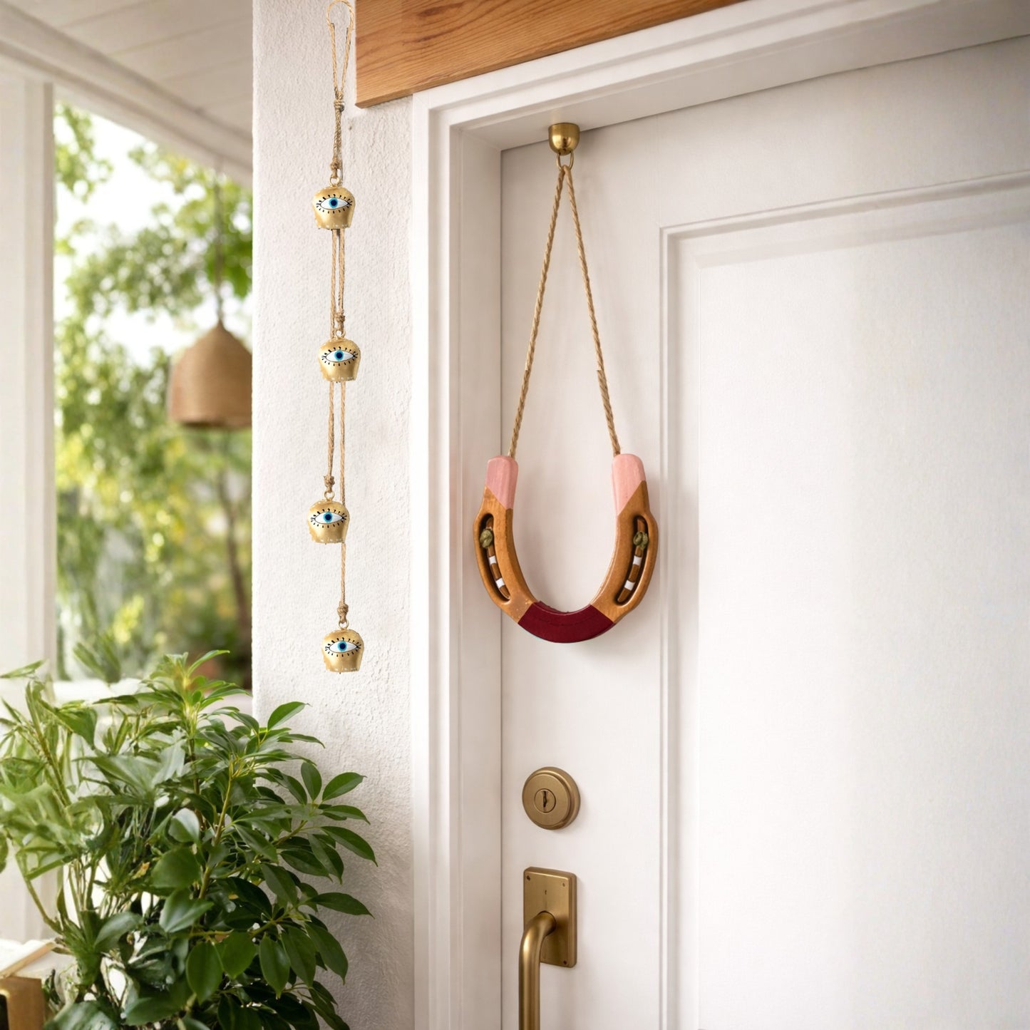 Metal Horseshoe ( Ghode Ki Naal ) to Protect Your Home/Office from Evil Eyes - Red