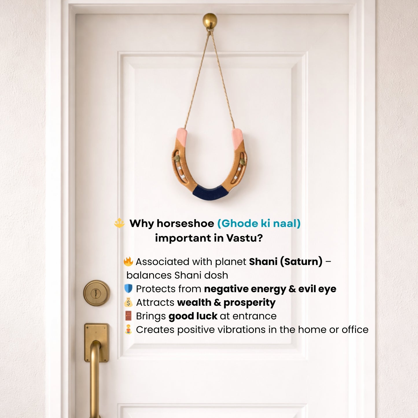 Metal Horseshoe ( Ghode Ki Naal ) to Protect Your Home/Office from Evil Eyes - Blue