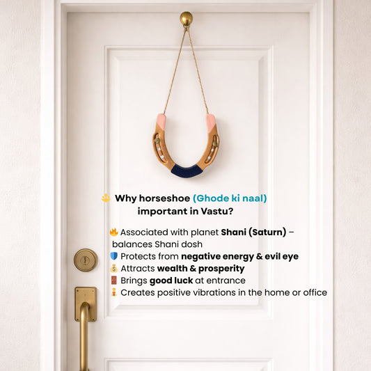 Metal Horseshoe ( Ghode Ki Naal ) to Protect Your Home/Office from Evil Eyes - Blue