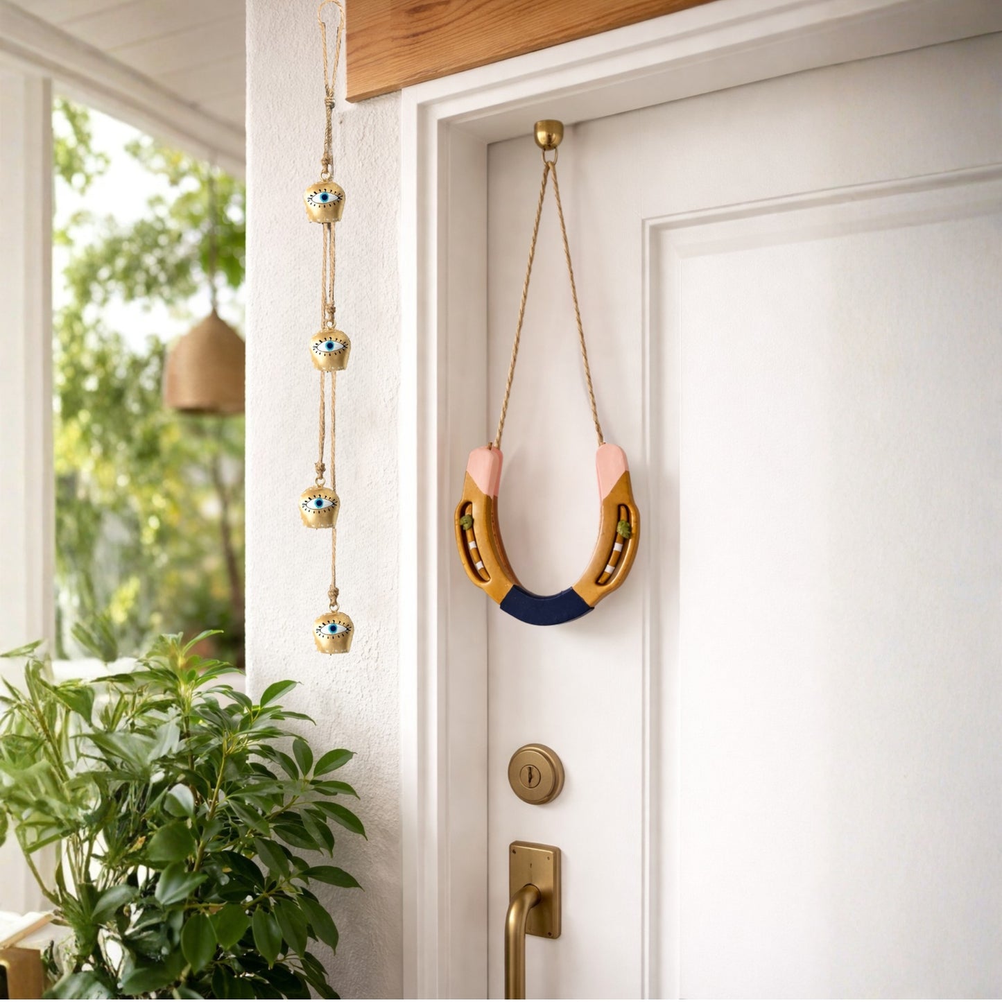 Metal Horseshoe ( Ghode Ki Naal ) to Protect Your Home/Office from Evil Eyes - Blue