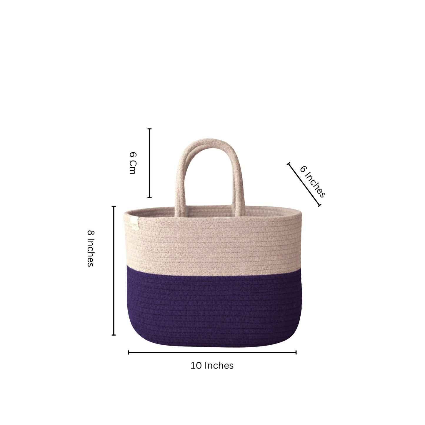 Cotton handwoven Lunch Bag | Handbag - Beige & Purple