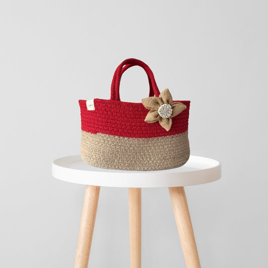 Shubh Crimson Basket | Room Hamper Basket for Gifting with Jute Bow
