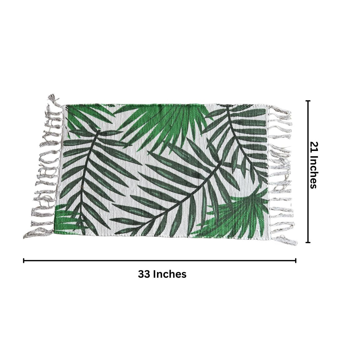 Handwoven Leaf Cotton Dhurrie | Floormat | 33X21 Inches