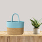 Ocean Breeze Cotton handwoven Lunch Bag | Handbag - Aqua & Beige