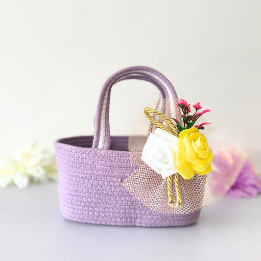 Violet Whisper Basket | Bloom Flower Hamper Basket for Gifting
