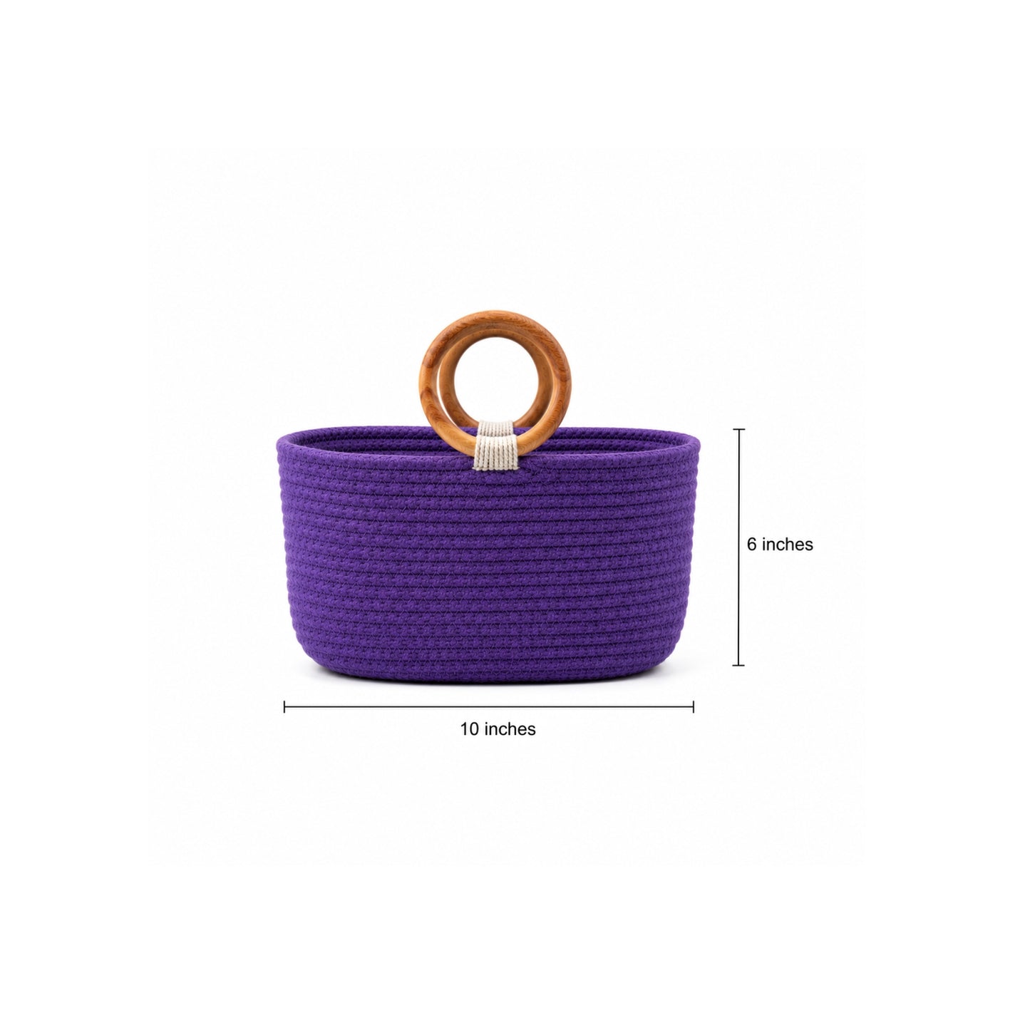 Purple Aura Basket Wooden Ring Rope Basket