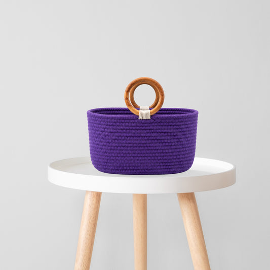 Purple Aura Basket Wooden Ring Rope Basket