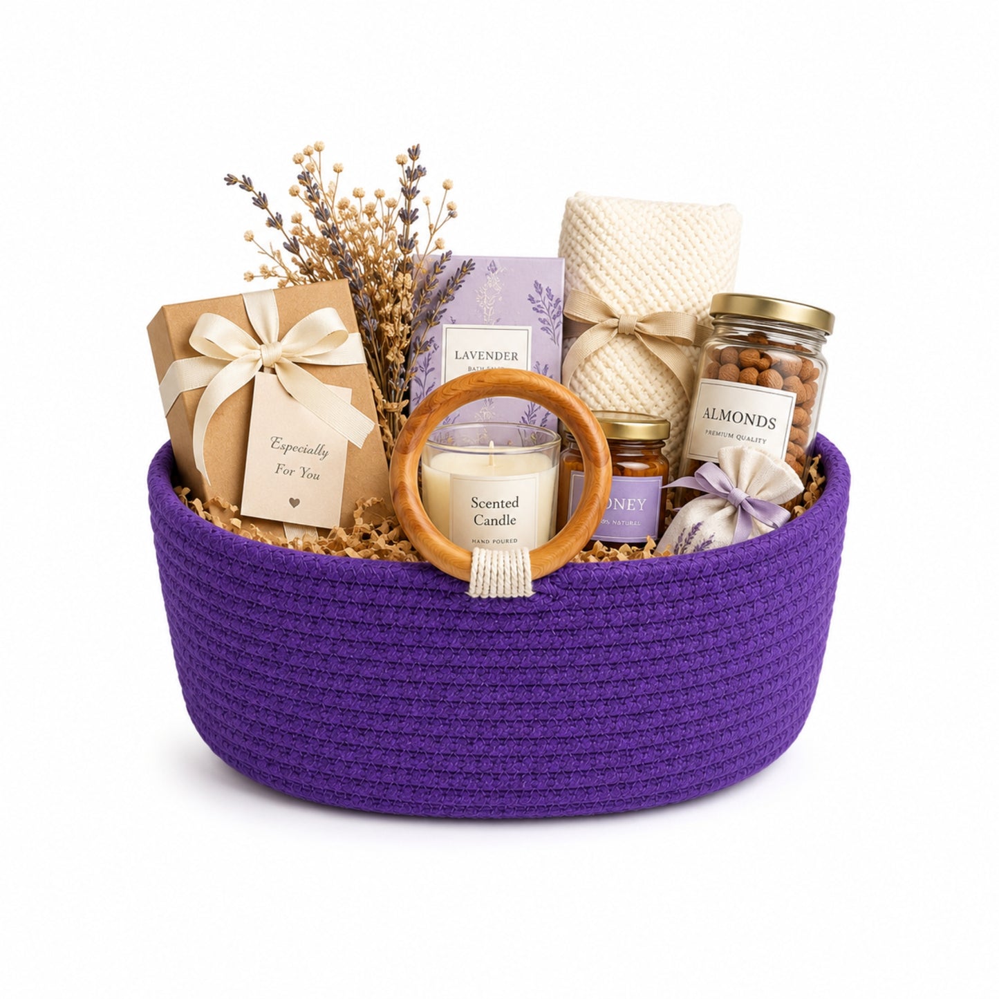 Purple Aura Basket Wooden Ring Rope Basket