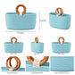 Luna Wooden Ring Rope Basket- Aqua