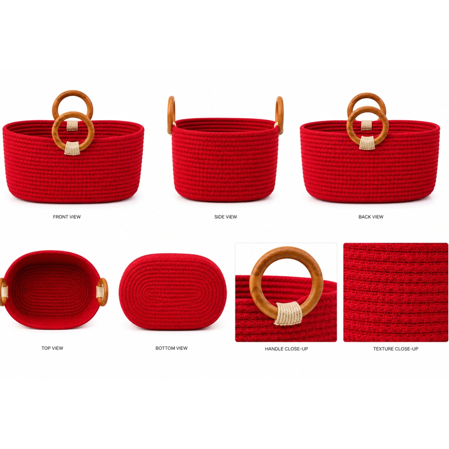 Royal Cherry Wooden Ring Rope Basket