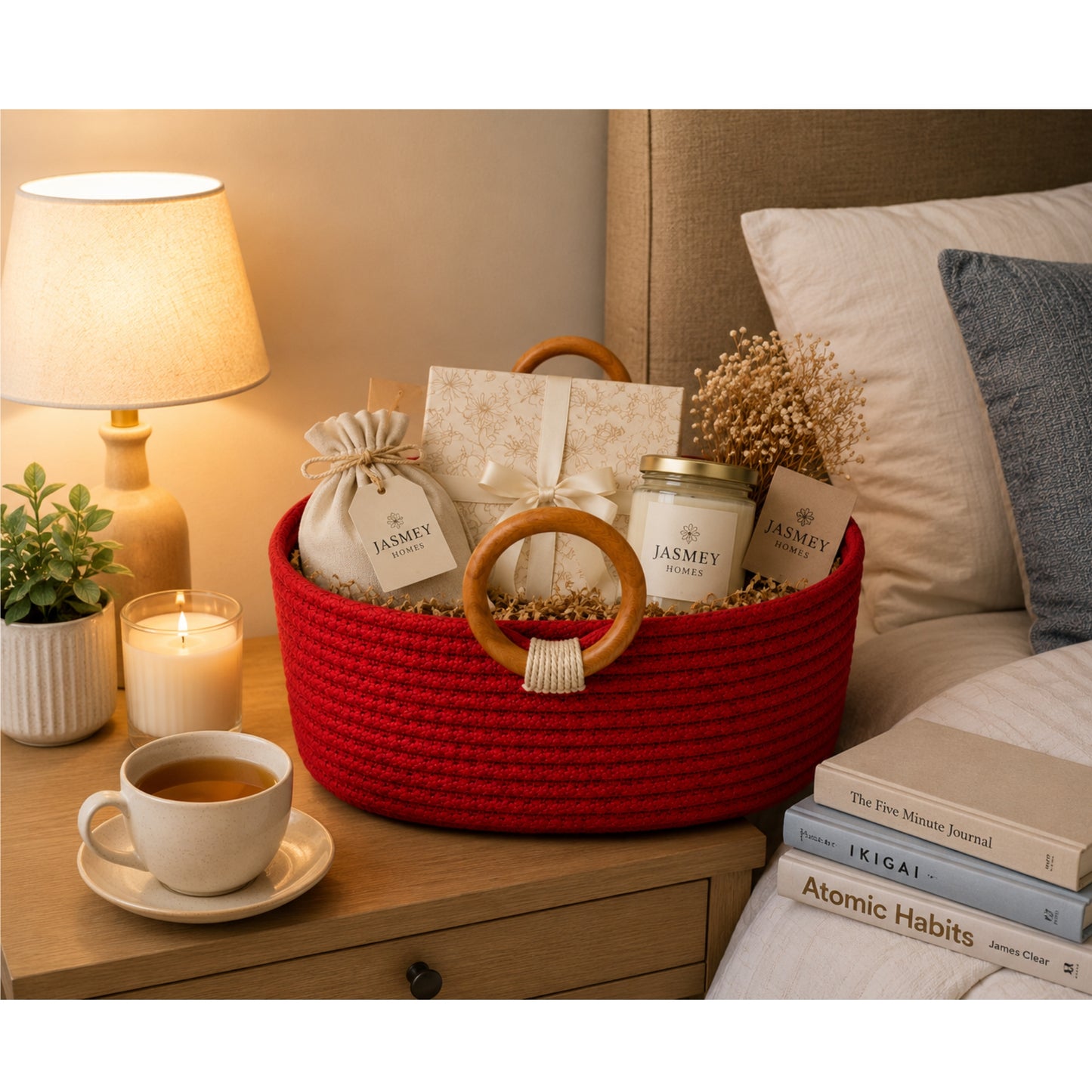 Royal Cherry Wooden Ring Rope Basket