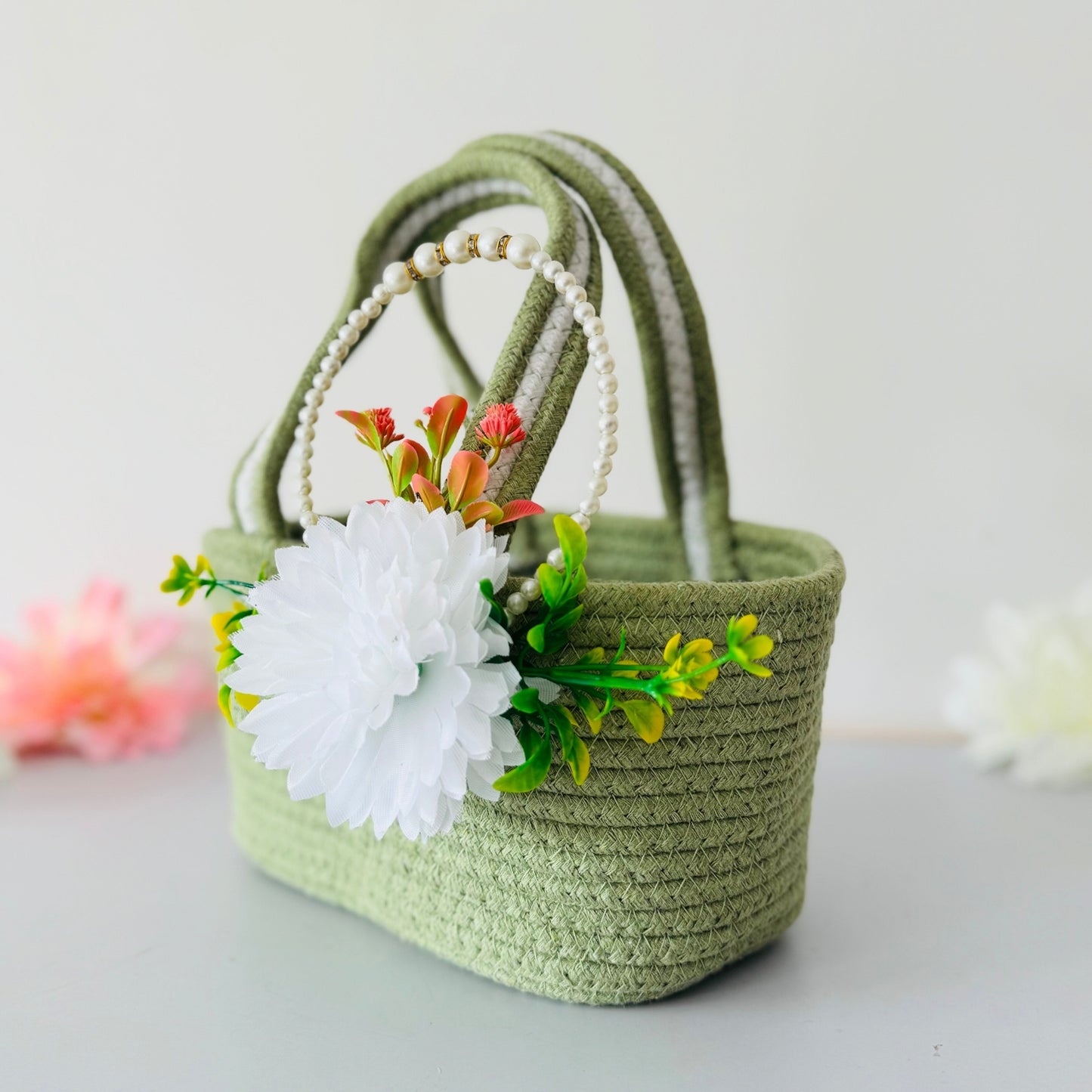 Pastel Harmony Basket | Pearl Room Hamper Basket for Gifting