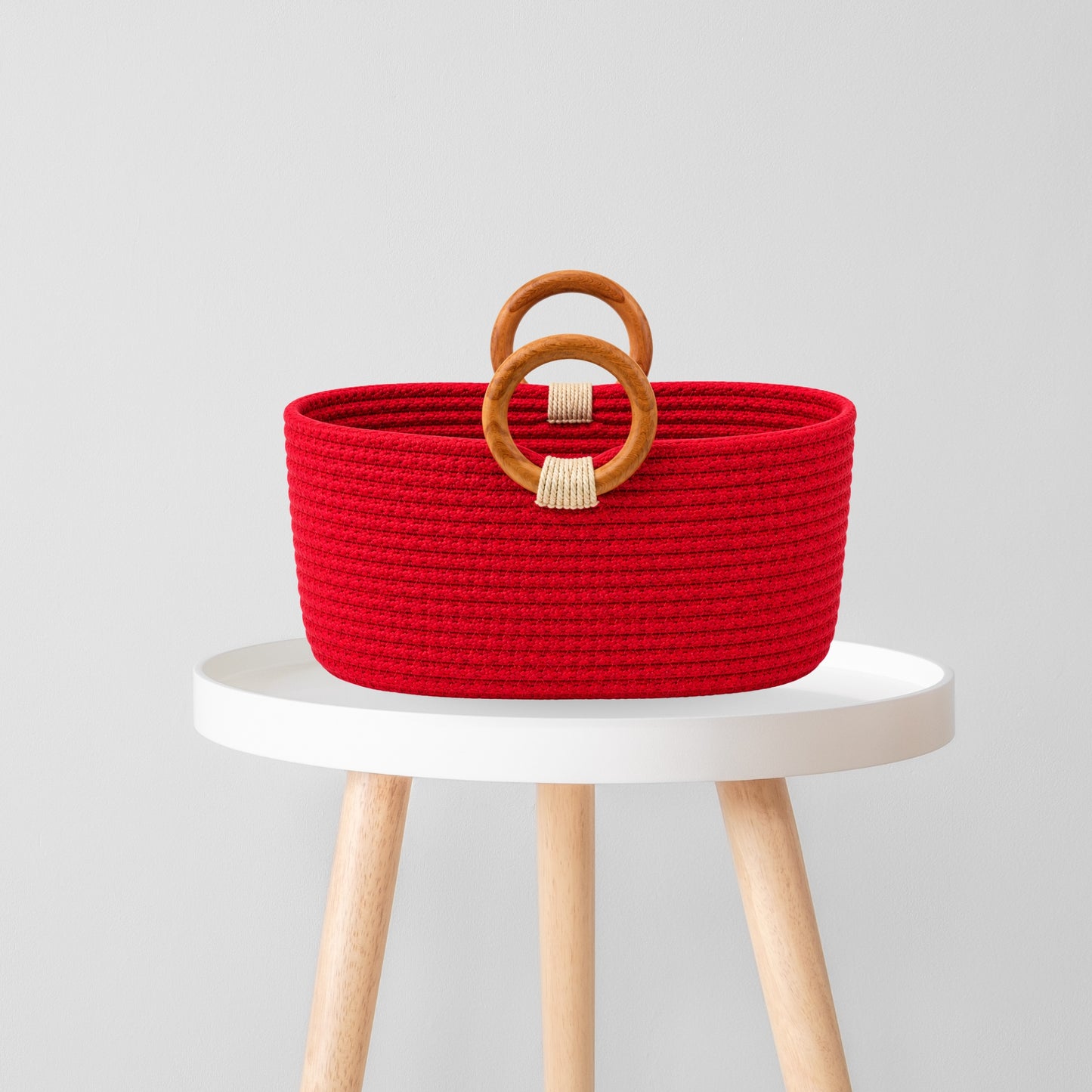 Royal Cherry Wooden Ring Rope Basket