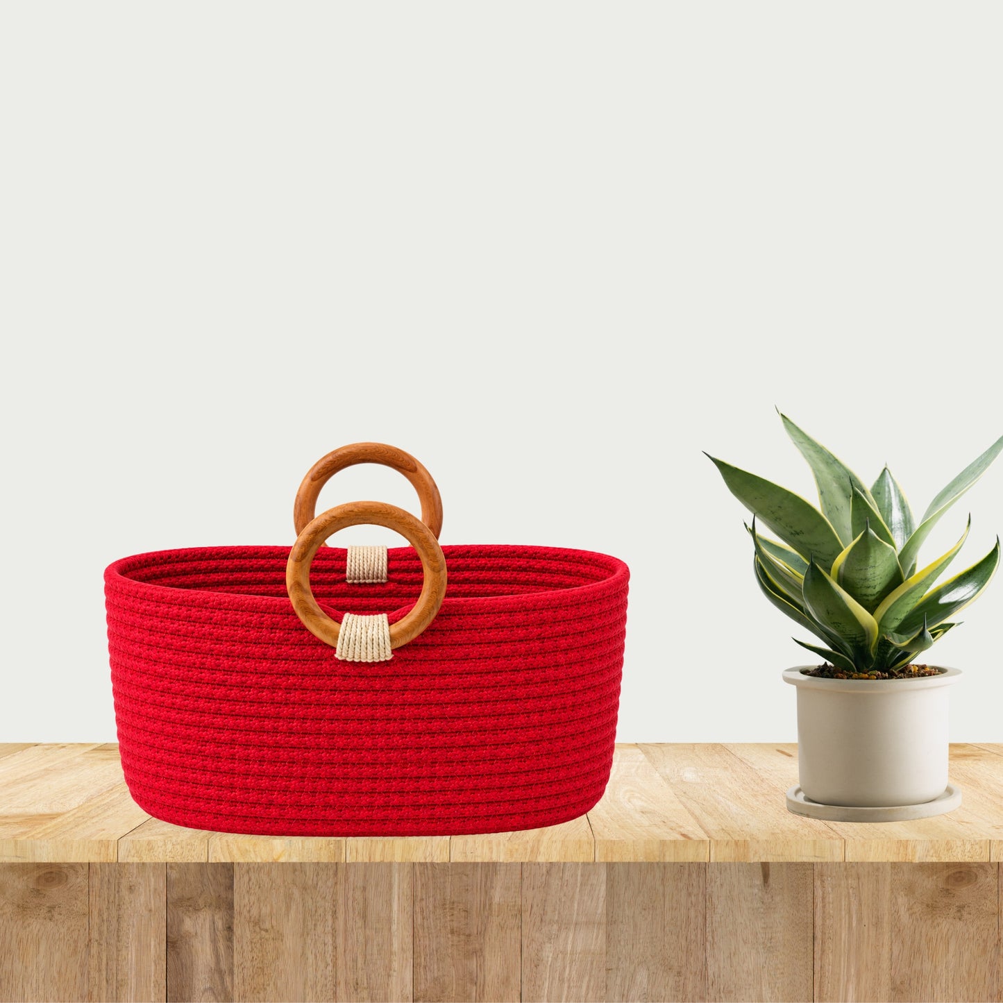 Royal Cherry Wooden Ring Rope Basket