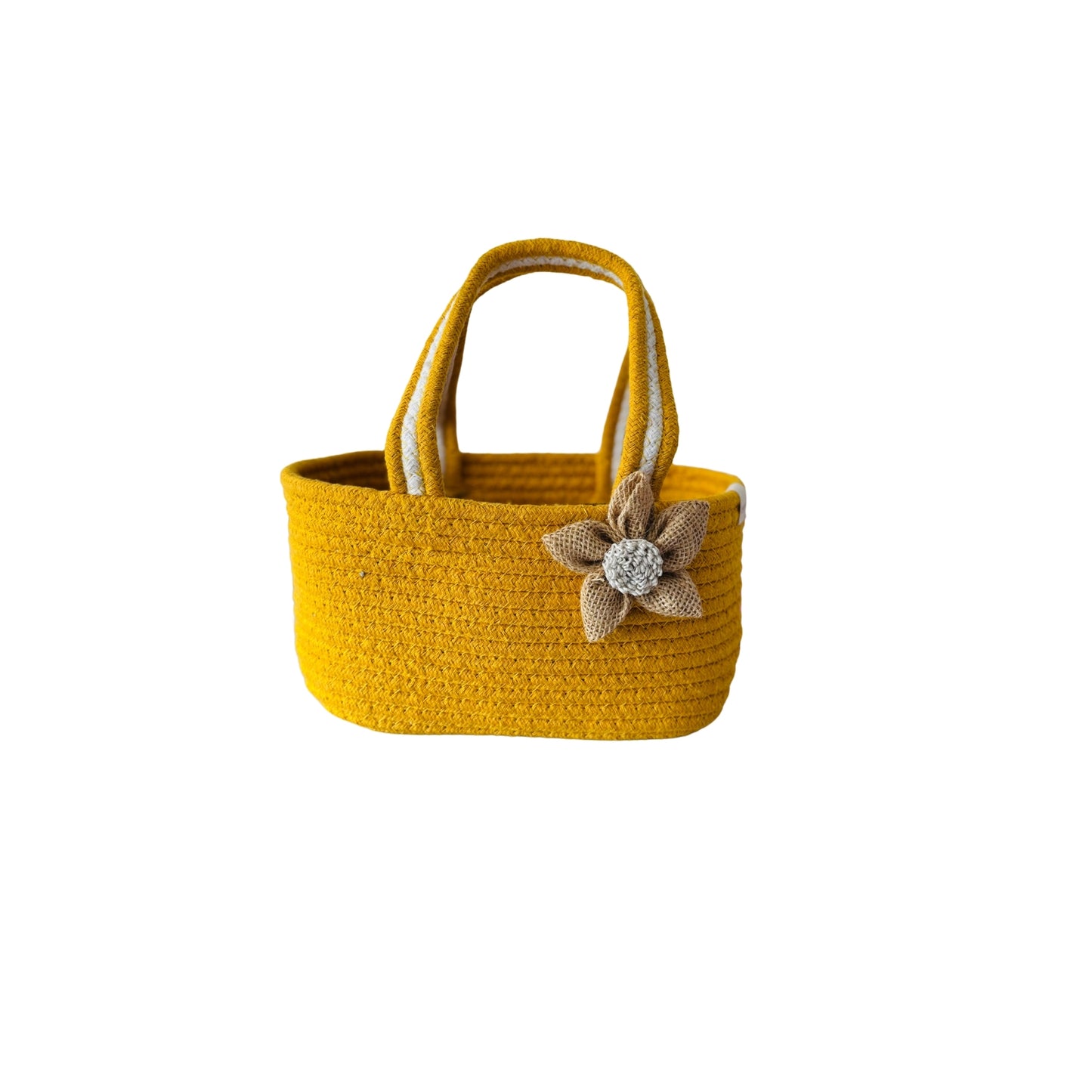 Yellow Room Hamper Basket for Gifting with Jute Bow | Haldi Ceremony Return Favor