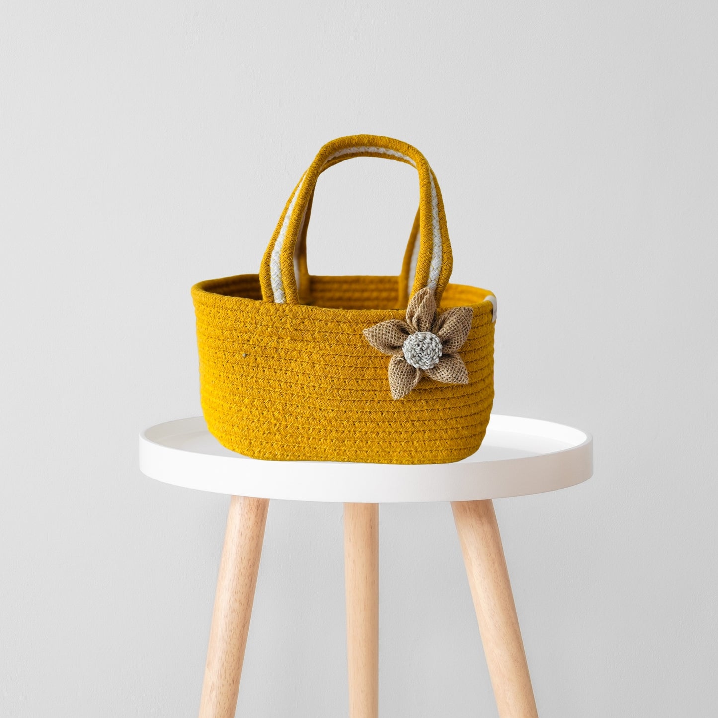 Yellow Room Hamper Basket for Gifting with Jute Bow | Haldi Ceremony Return Favor