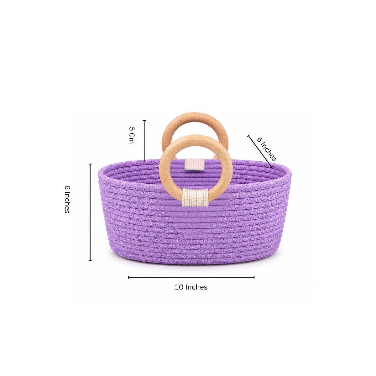 Lavender Bliss Basket Wooden Ring Rope Basket