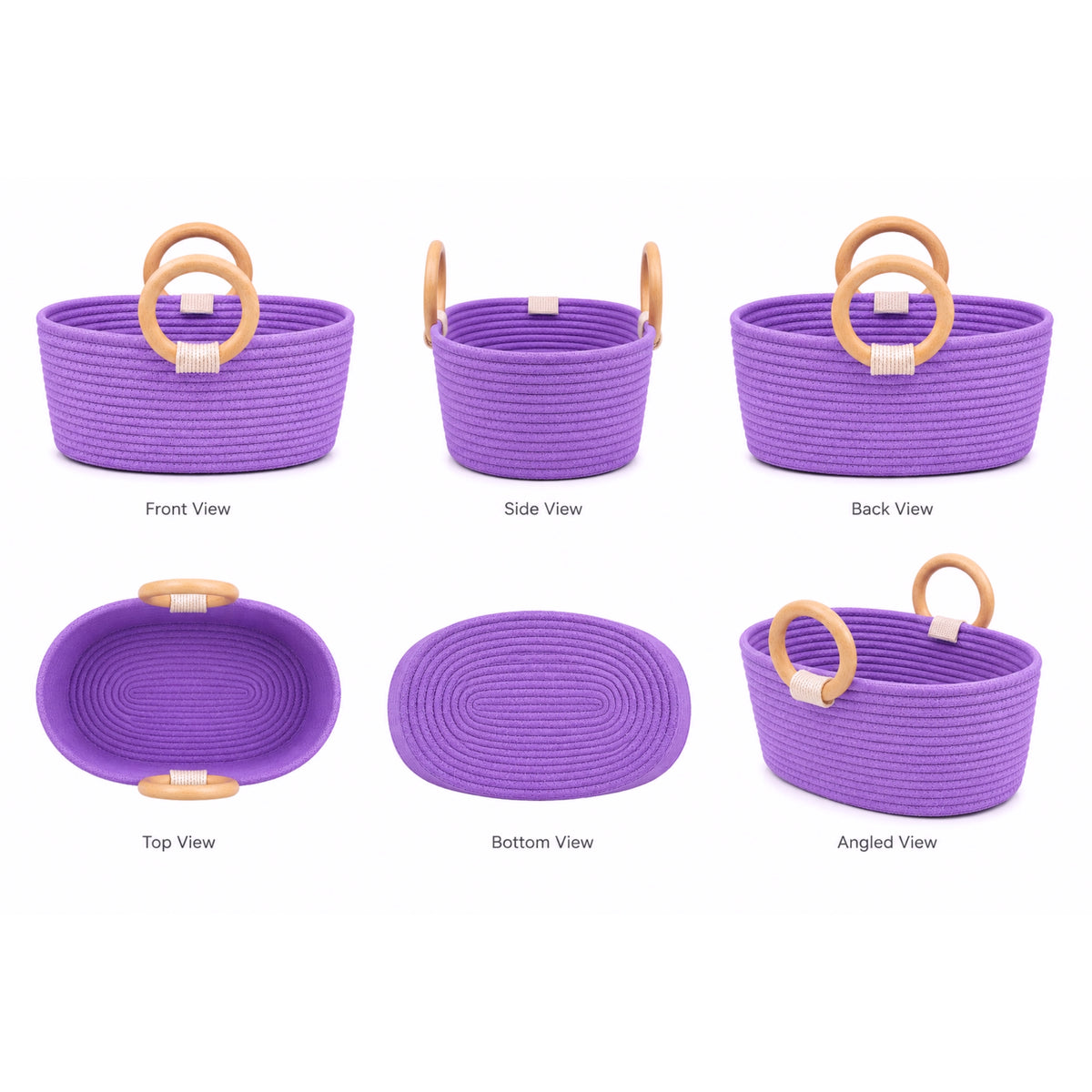 Lavender Bliss Basket Wooden Ring Rope Basket