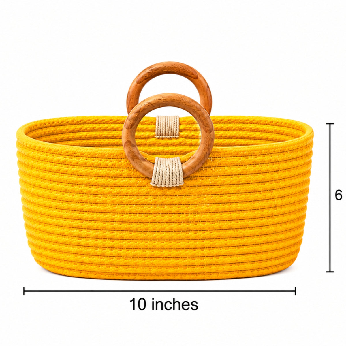 Yellow Wooden Ring Rope Basket