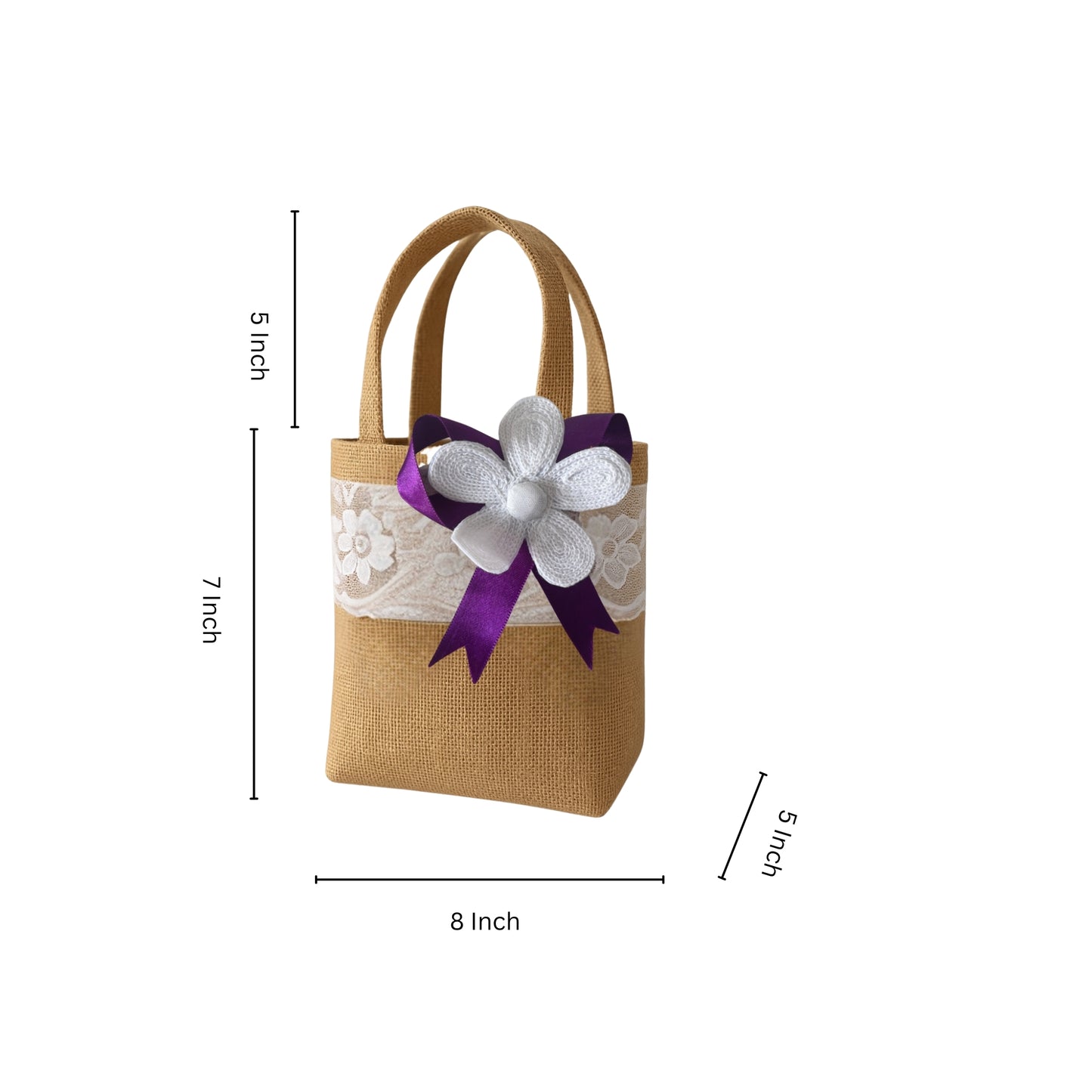 Set of 3  Burlap Flower Basket Wedding Candy Gift Basket for Wedding Ceremony Party Christmas, Diwali  Gifting - Purple