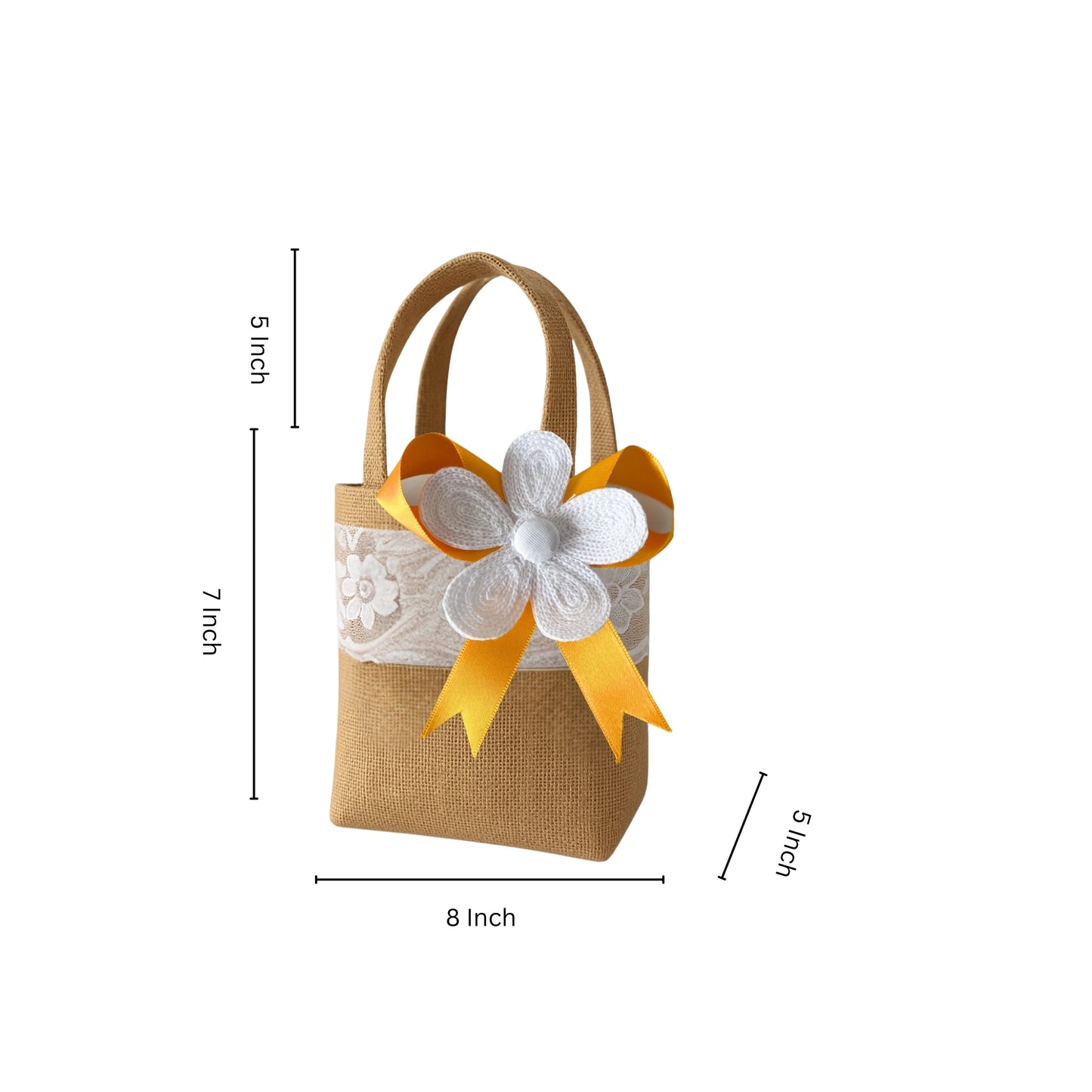 Set of 3  Burlap Flower Basket Wedding Candy Gift Basket for Wedding Ceremony Party Christmas, Diwali  Gifting - Yellow