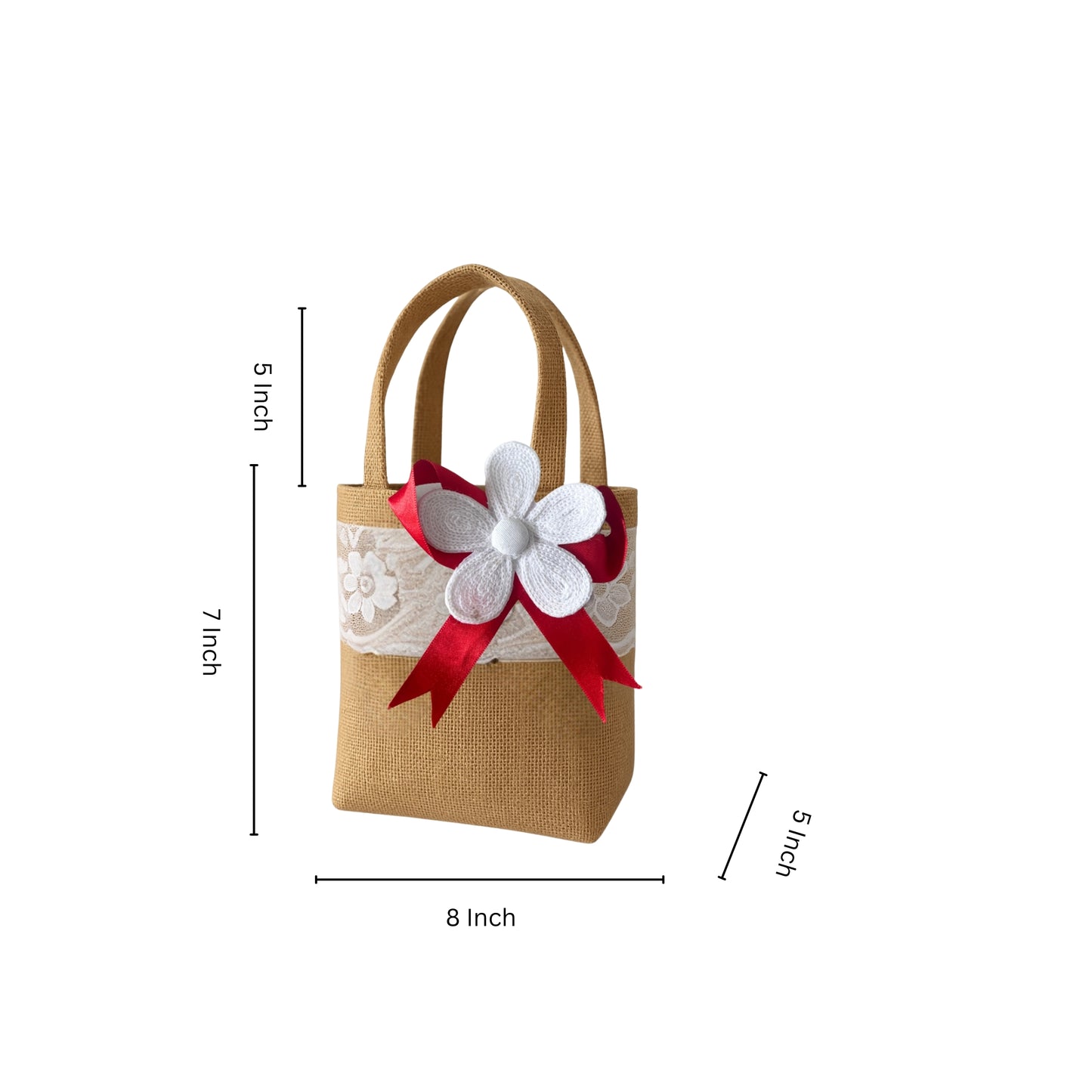 Set of 3  Burlap Flower Basket Wedding Candy Gift Basket for Wedding Ceremony Party Christmas, Diwali  Gifting - Red