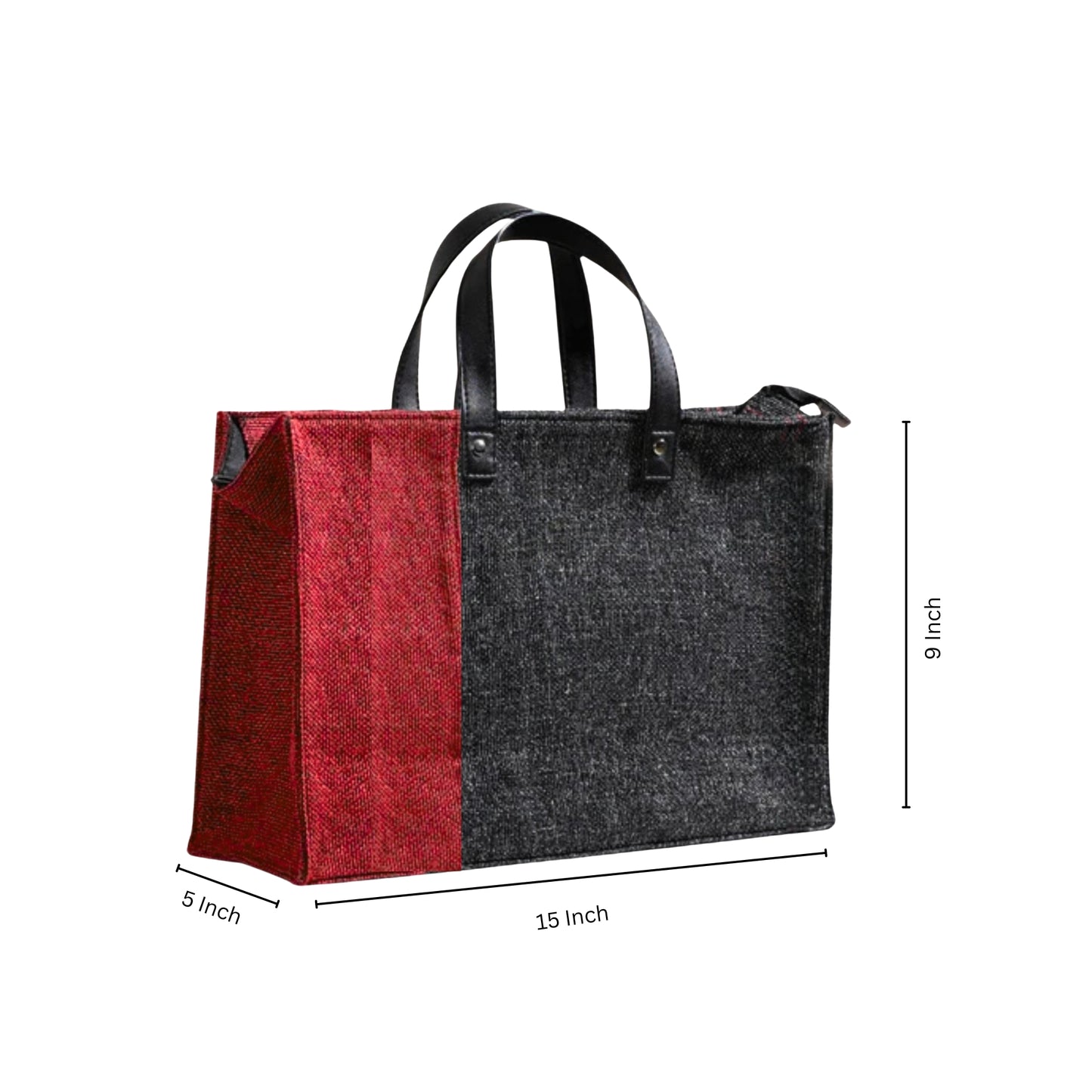 Large Eco Friendly Multipurpose Jute Lunch Bag Red And Black