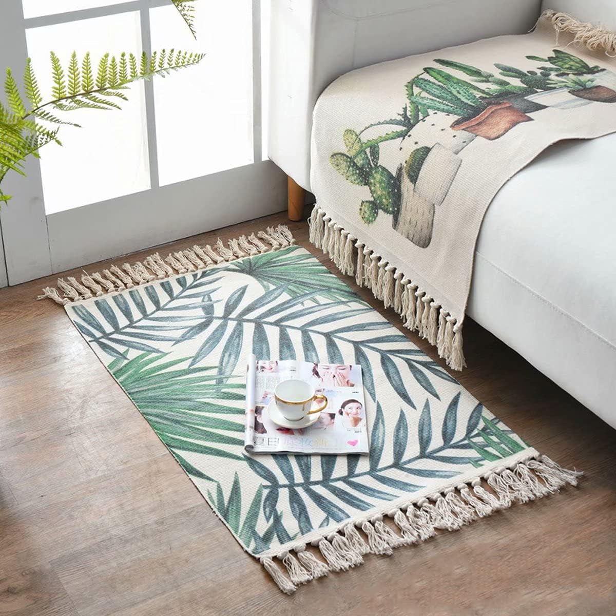 Handwoven Leaf Cotton Dhurrie | Floormat | 33X21 Inches