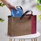 Large Eco Friendly Multipurpose Jute Lunch Bag Beige And Red