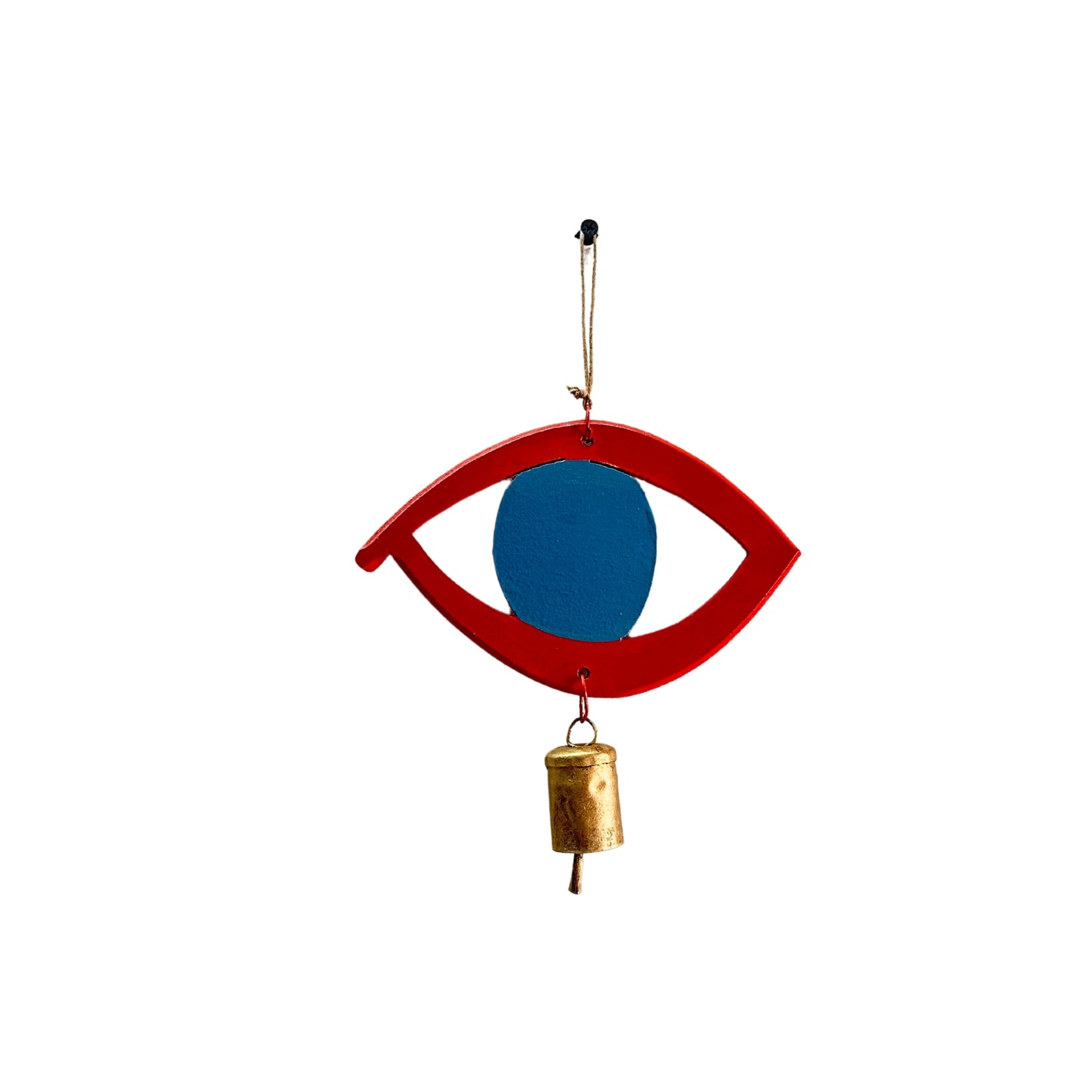 Hand-Painted MDF Evil Eye Wooden Wall/Door Hanging- Orange & Blue