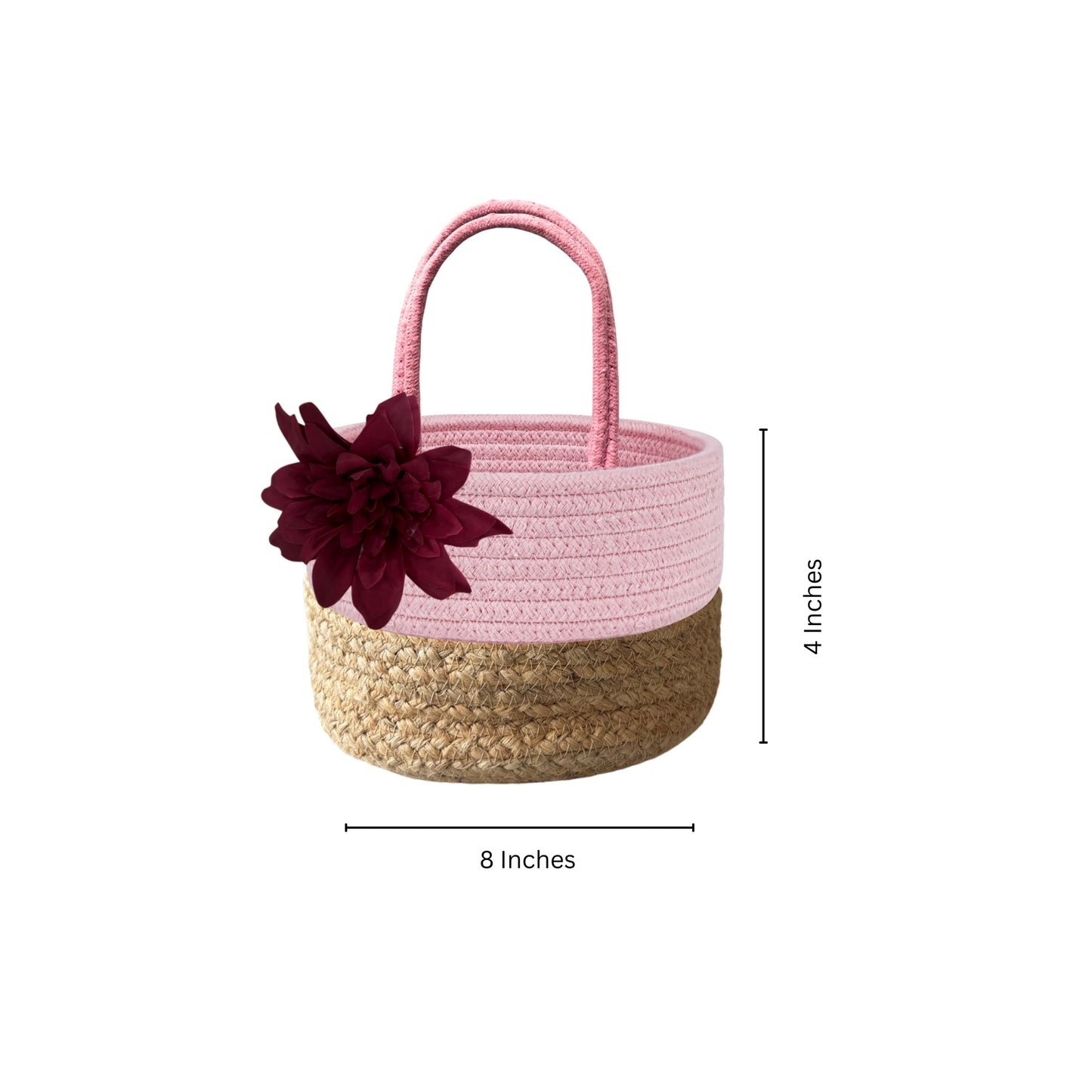 Pink Gift Hamper Basket Jute and Cotton  for Wedding Ceremony Party Christmas, Diwali  Gifting