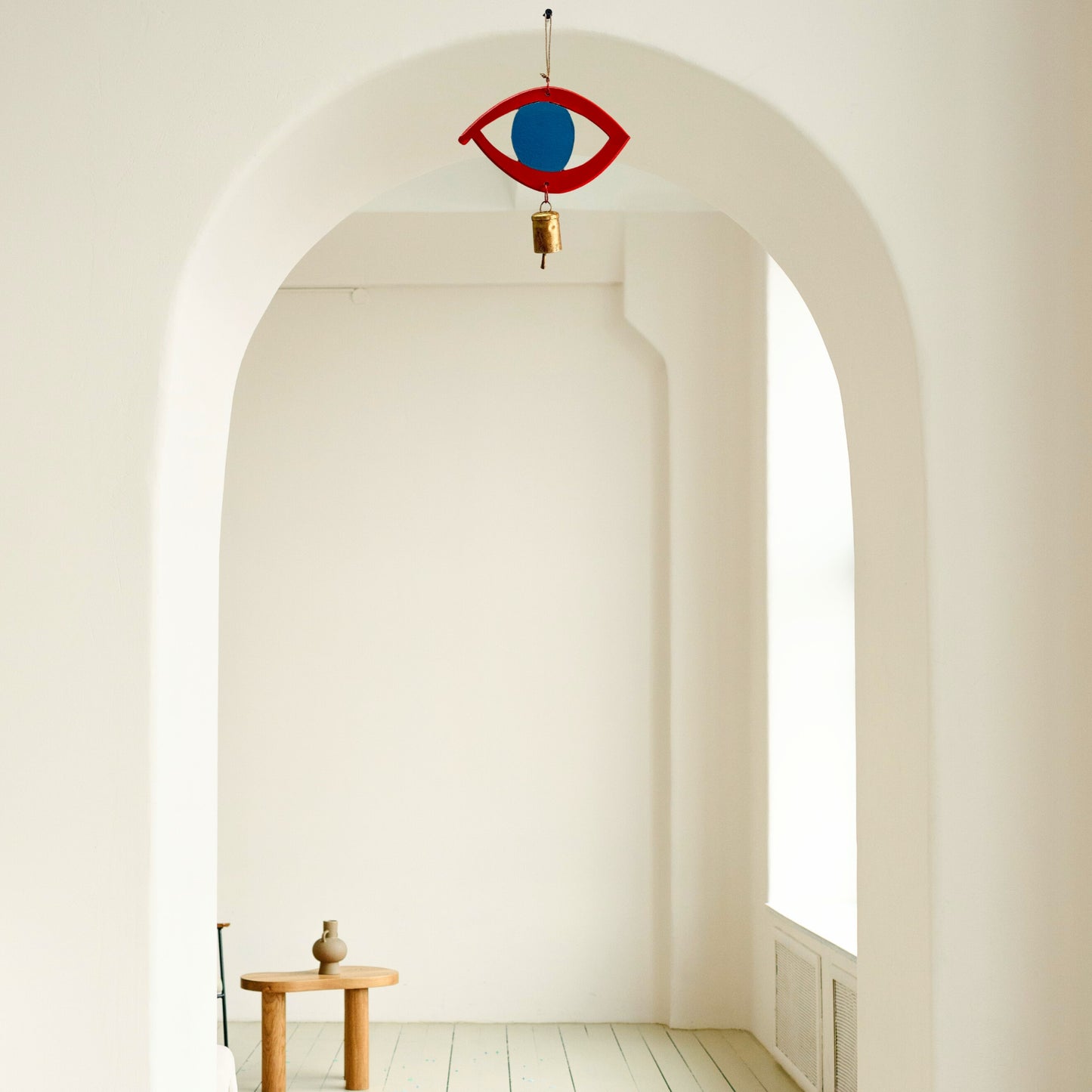 Hand-Painted MDF Evil Eye Wooden Wall/Door Hanging- Orange & Blue
