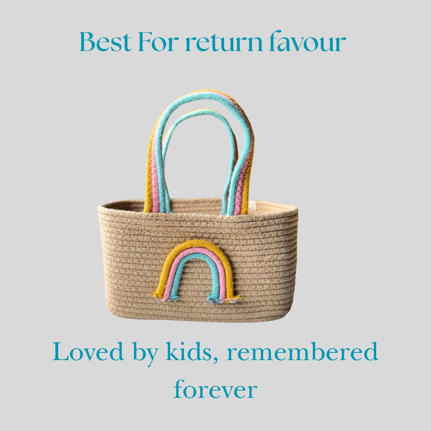Rainbow Handle Storage Basket - Aqua