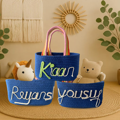 Personalized Cotton Rope Baskets with Name