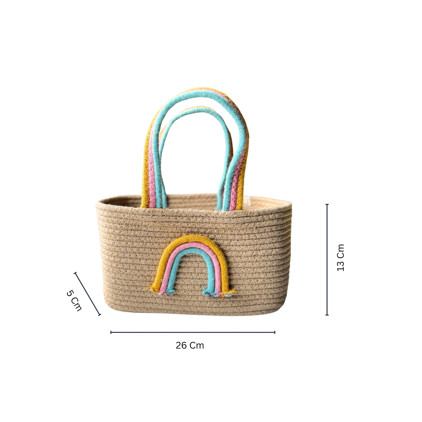 Rainbow Handle Storage Basket - Aqua