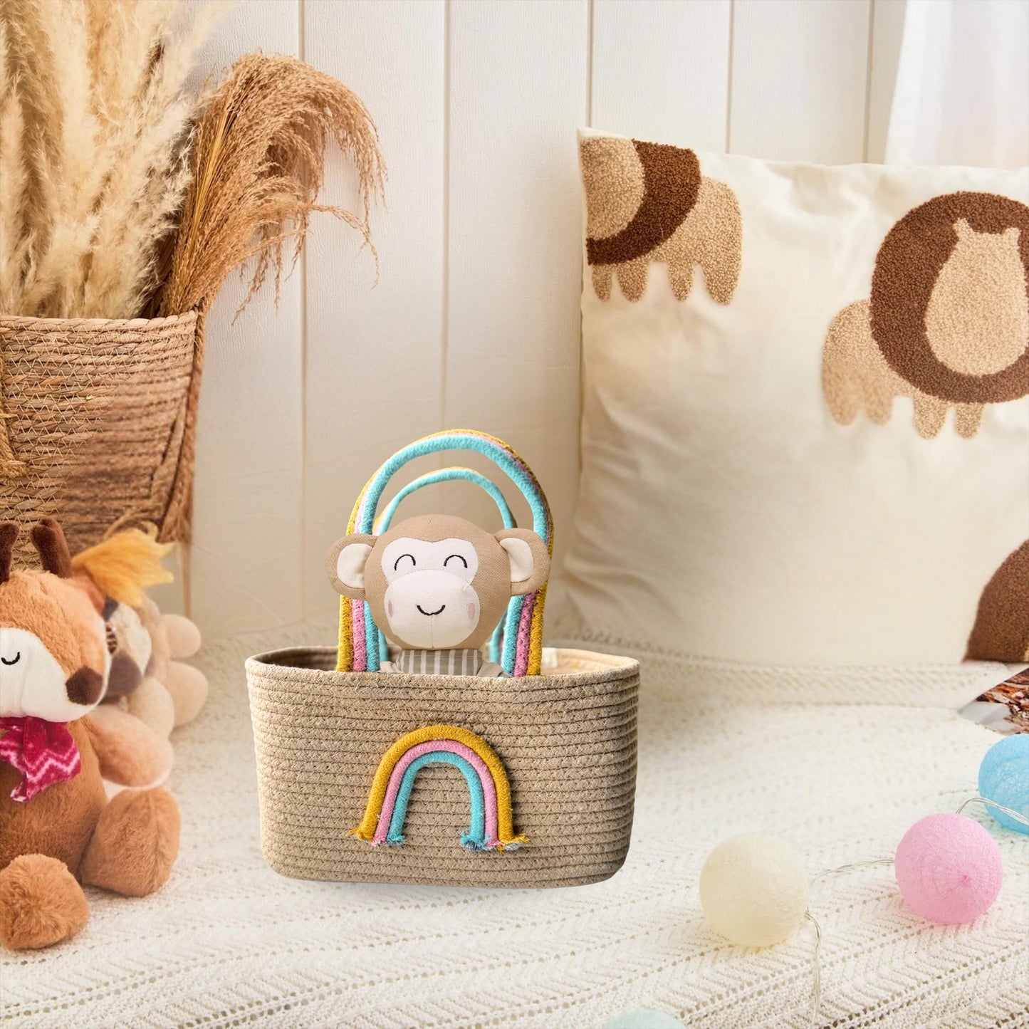 Rainbow Handle Storage Basket - Aqua