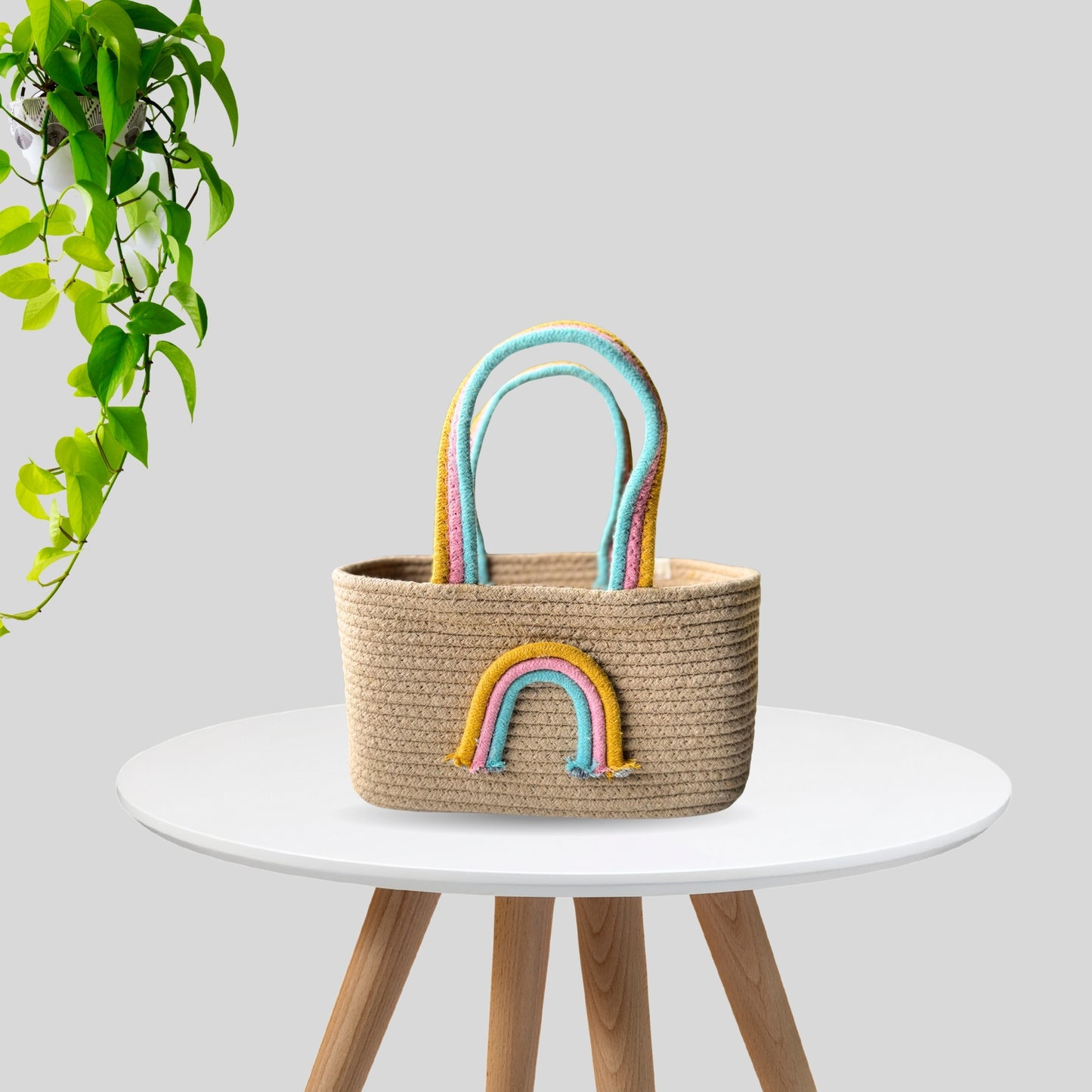 Rainbow Handle Storage Basket - Aqua