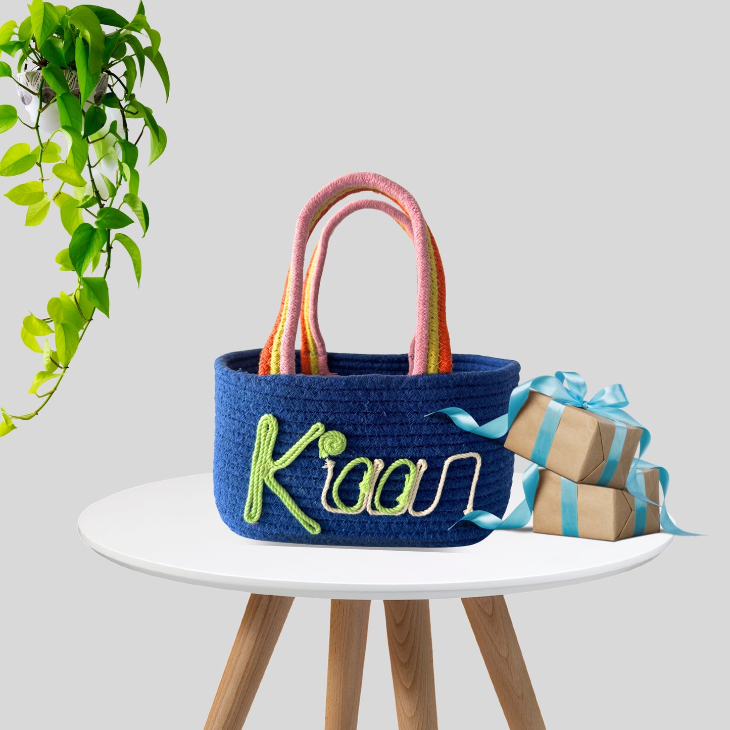 Personalized Cotton Rope Baskets with Name
