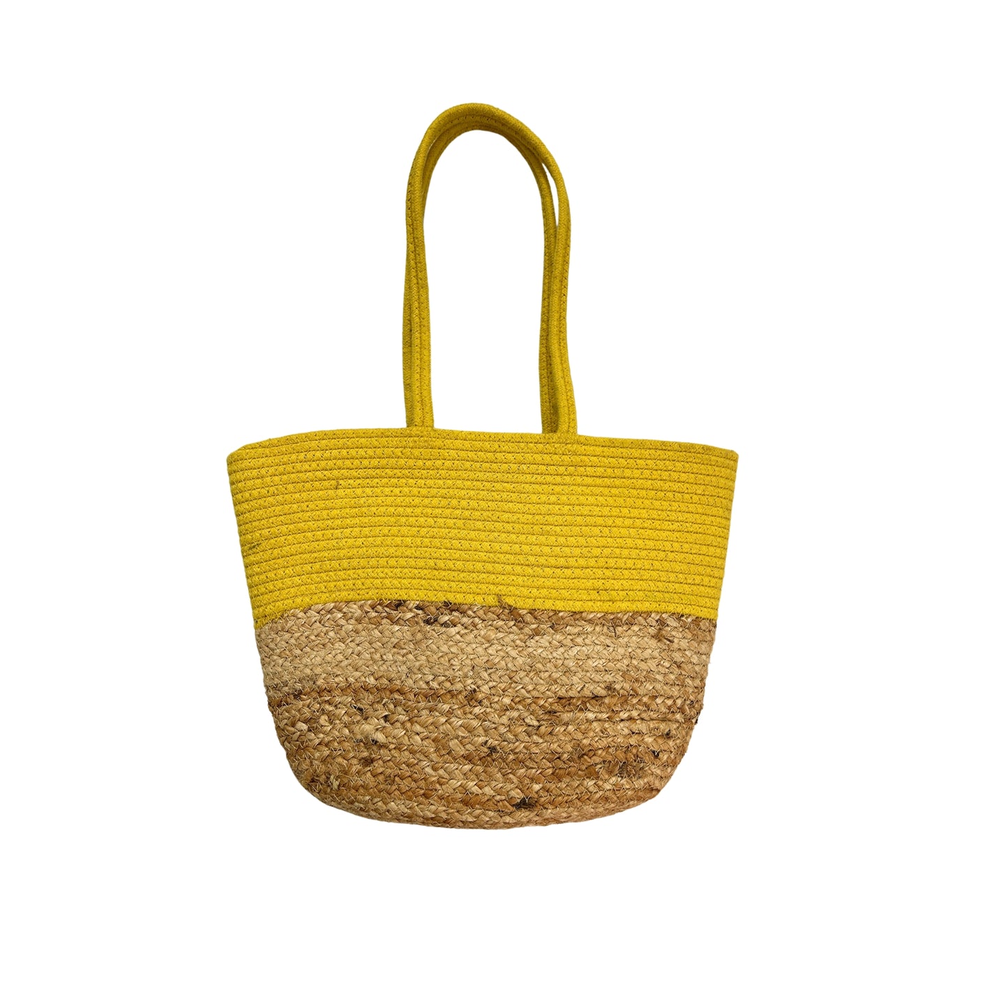 Mustard Jute and Cotton Handbag