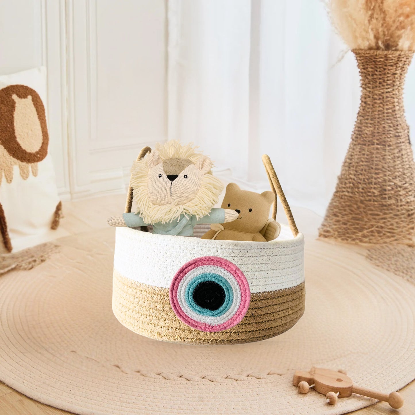 Premium Cotton Evil Eye Hamper Basket – Perfect for Wedding, Baby Shower & Festival Return Gifting