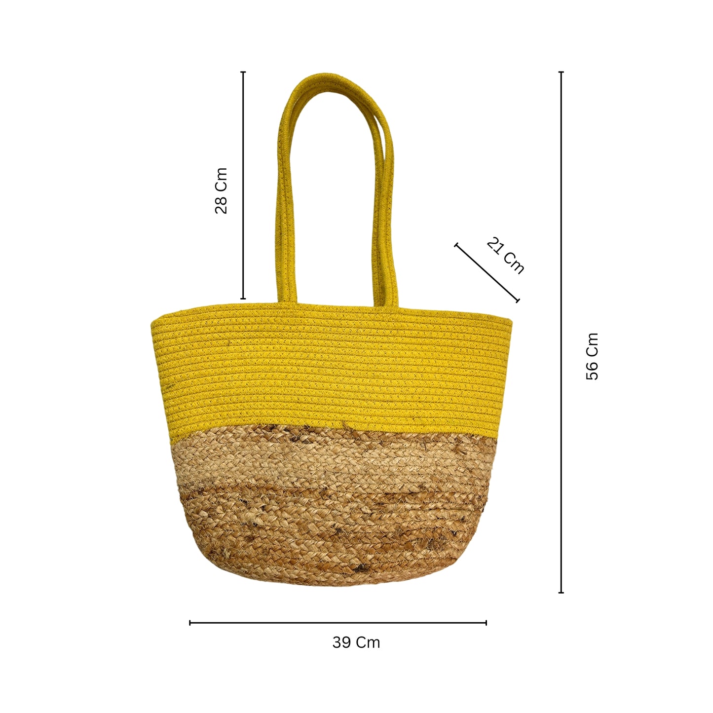 Mustard Jute and Cotton Handbag