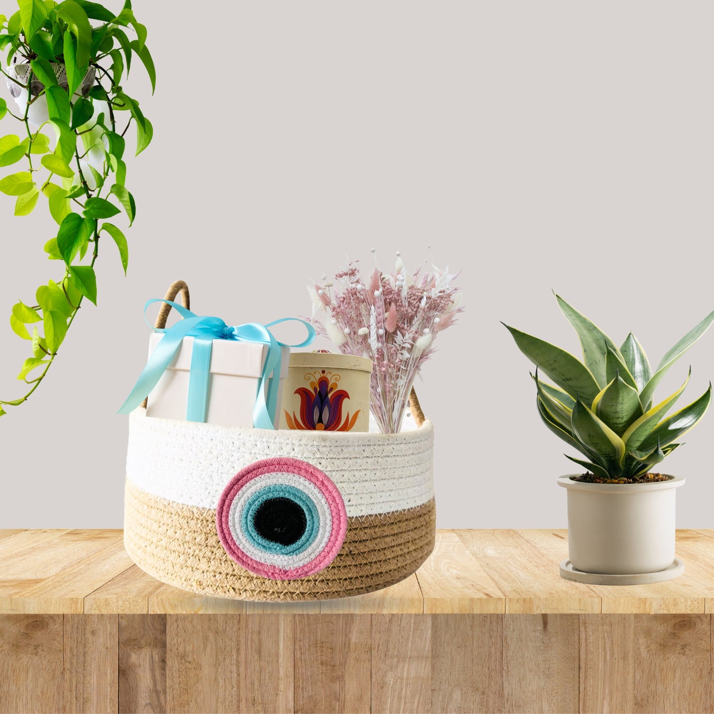 Premium Cotton Evil Eye Hamper Basket – Perfect for Wedding, Baby Shower & Festival Return Gifting