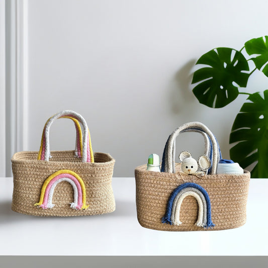 Set of 2 Cotton Rainbow Baskets