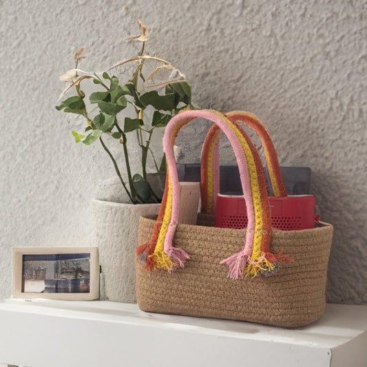 Boho Storage Basket - Beige - jasmeyhomes