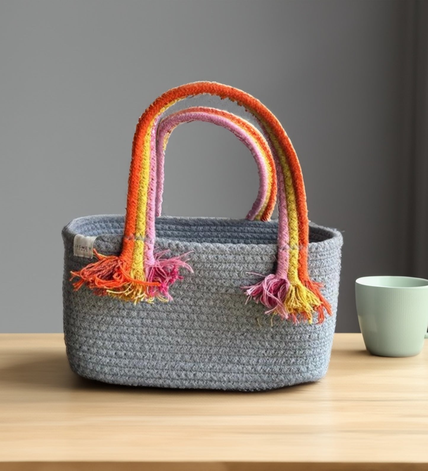 Set of 2 Boho Baskets - Black & Grey