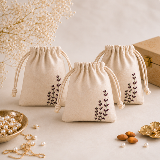 3 Potli Bags for Return Gifts (Hand embroidered) - Veda